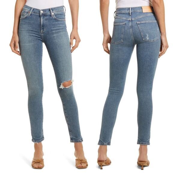 Citizens Of Humanity Rocket Ankle High Rise Skinny 25 Medium‎ Distressed … - Picture 1 of 9